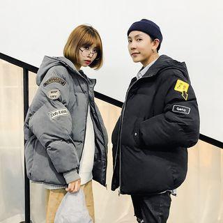 Couple Matching Applique Hooded Padded Jacket