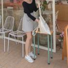 Flap-pocket A-line Skirt Gray - One Size