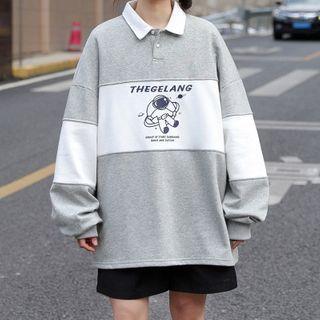 Couple Matching Loose-fit Two-tone Polo Shirt