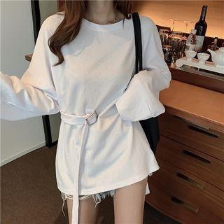 Buckle Detail Oversize Long-sleeve T-shirt