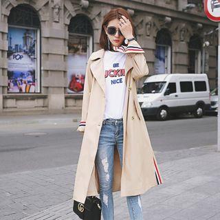 Stripe Double-breasted Long Coat