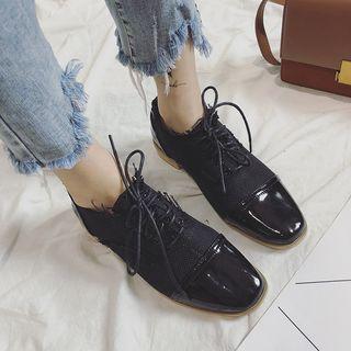 Fabric Panel Two Tone Oxford Shoes