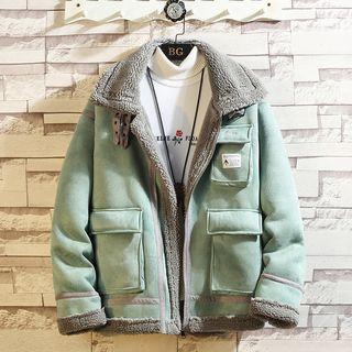 Applique Shearling Zipped Coat