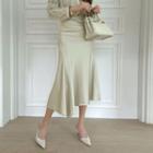 Draped Satin Long Mermaid Skirt