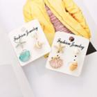 Set Of 4: Faux Pearl / Shell / Starfish / Scallop Stud Earring