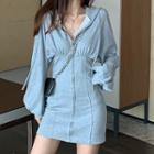 Puff-sleeve Zip Sweatshirt Dress