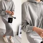 Drop-shoulder Oversize Hoodie Gray - One Size