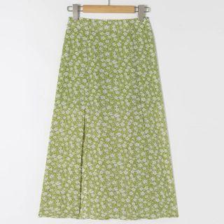 Floral A-line Slit Skirt