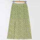 Floral A-line Slit Skirt