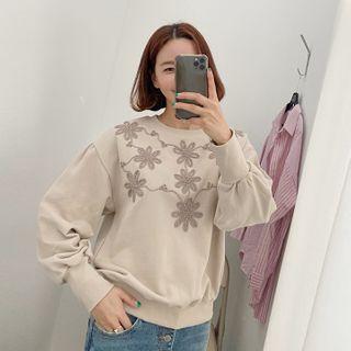 Flower-detail Wide-cuff Sweatshirt