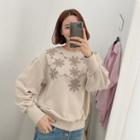Flower-detail Wide-cuff Sweatshirt