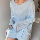 V-neck Oversized Textured T-shirt