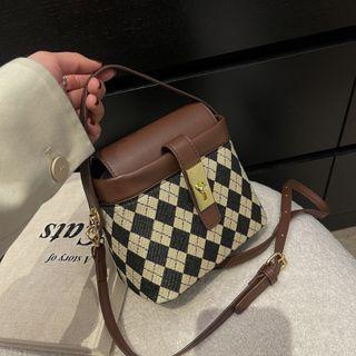 Top Handle Argyle Crossbody Bag