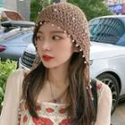 Faux Pearl Perforated Knit Beanie