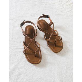Braided Cross-strap Flat Sandals