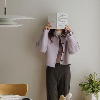 Single-breasted Wool Blend Jacket Lavender - One Size