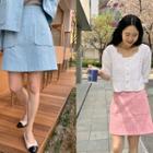 Dual-pocket Marled Miniskirt