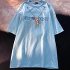 Short-sleeve Lettering T-shirt With Rabbit Chain