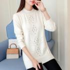 Long-sleeve Embroidery Beaded Sweater