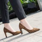 Leopard Block Heel Pumps