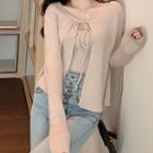 Set: Knit Camisole Top + Tie-strap Cardigan
