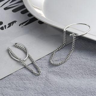 Chain Detail Layered Ear Cuff 1 Piece - Right Earring - Silver - One Size