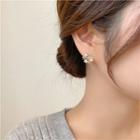 Embellished Ear Stud 1 Pair - 925 Silver Pin - Gold - One Size