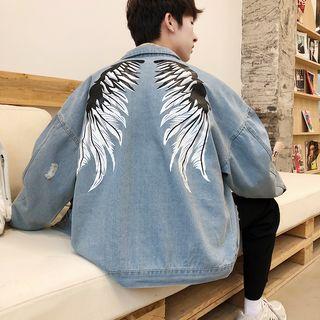 Wing Print Denim Jacket