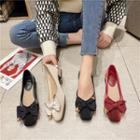 Low-heel Bow Accent Pumps