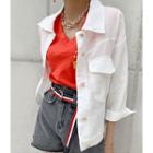 Sequin Trim Embroidered Jacket White - One Size