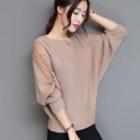 Batwing Sleeve Lace Panel Sweater