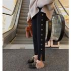 Cropped Button Straight-fit Knit Pants/ Plain Sweater