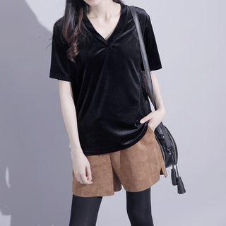 Velvet V-neck Top
