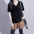 Velvet V-neck Top