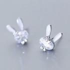 925 Sterling Silver Rhinestone Rabbit Stud Earring As Shown In Figure - One Size