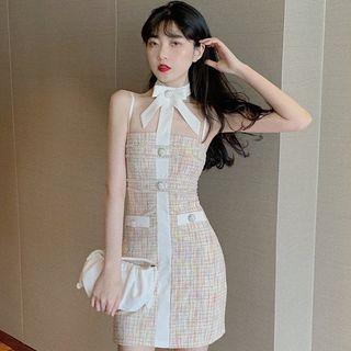 Spaghetti Strap Tweed Mini Dress