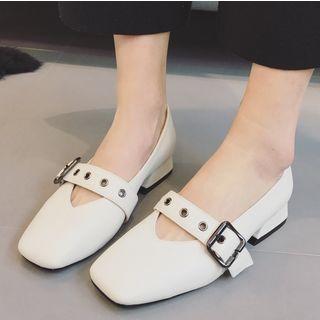 Genuine Leather Block-heel Mary Jane Shoes