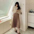 Plus Size Band-waist Pleated Skirt