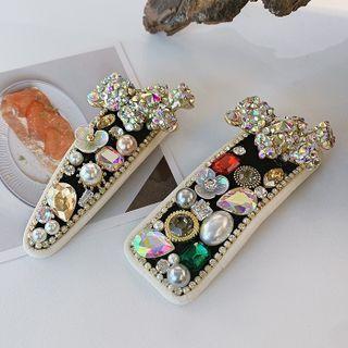 Bear Faux Crystal Faux Pearl Hair Clip