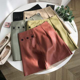 Faux Leather Min A-line Skirt