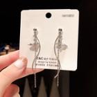 Butterfly Rhinestone Fringed Earring 1 Pair - Silver - One Size