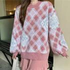 Argyle Sweater / Mini A-line Knit Skirt