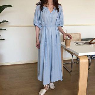 Short-sleeve Maxi Shift Dress