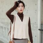 Cable Knit Button Vest Off-white - One Size