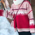Snowflake Print Sweater Red - One Size