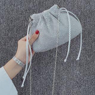 Rhinestone Drawstring Crossbody Bag