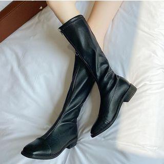 Low-heel Zip-front Tall Boots
