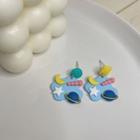 Geometry Drop Earring 1 Pair - Ear Studs - Yellow & Blue & White & Pink - One Size