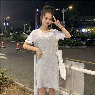 Mock Two Piece Letter Printed Dress