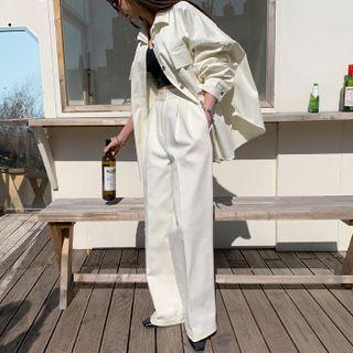 Set: Oversize Trucker Jacket + High-waist Wide-leg Pants